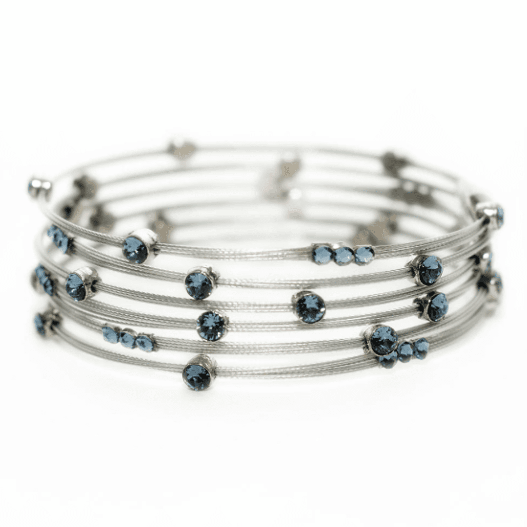denim and silver bracelet